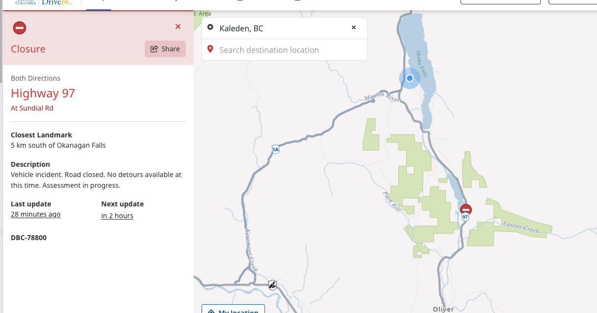 ‘Mass casualty’ vehicle accident near Vaseux Lake